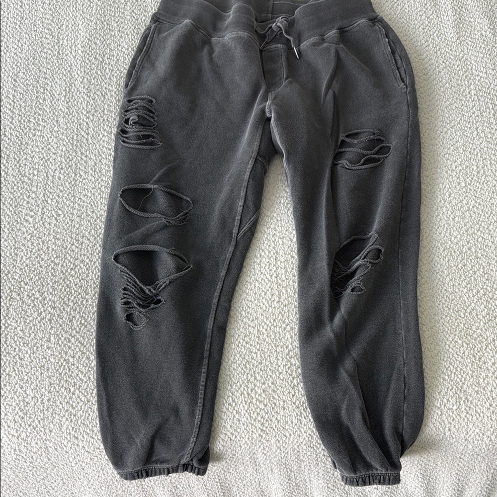Nsf washed out black saydee distressed slouchy joggers  size large
